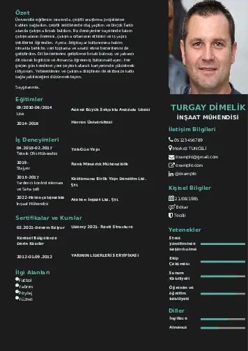 İnşaat Mühendisi Cv Örnekleri cv indir
